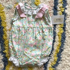NWT Floral Baby Romper with Pink Accents